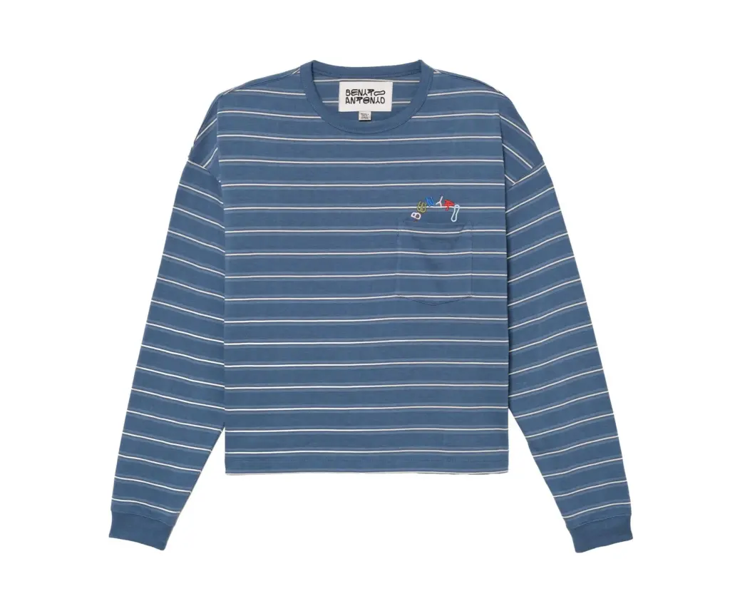Zara Benito Antonio Collection Embroidered Striped Pocket T-Shirt