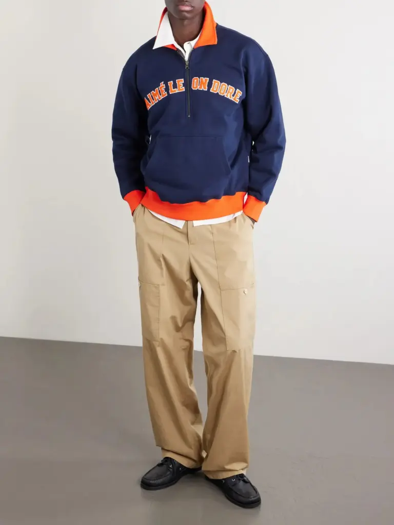 Aimé Leon Dore Logo-Embroidered Cotton-Jersey Half-Zip Sweatshirt