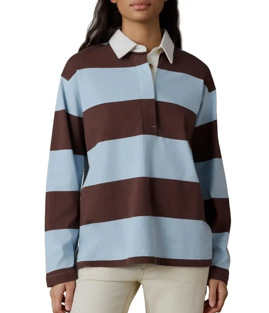 Faherty Stripe Organic & Recycled Cotton Jersey Rugby Shirt