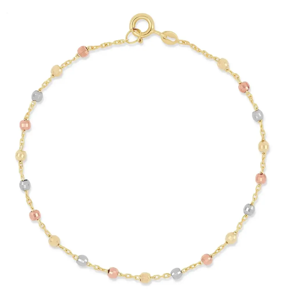 Bony Levy 14K Gold Tri Tone Beaded Station Chain Bracelet