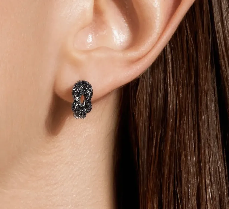 John Hardy Love Knot Earrings, Black Sapphire