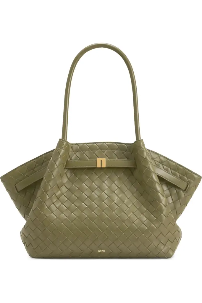 JW PEI olive green hana tote made with faux leather, medium size