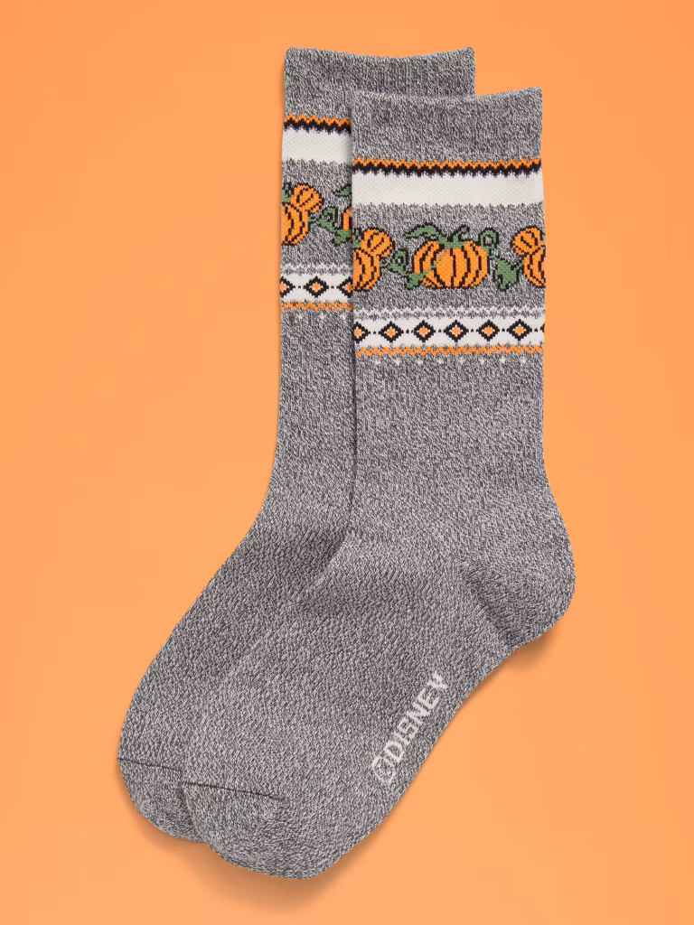 Old Navy Disney fall collection; fair isle crew socks in gray and burgundy colorways