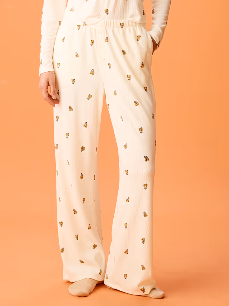 Old Navy Disney fall collection; ribbed pajama pants with small chipmunk details