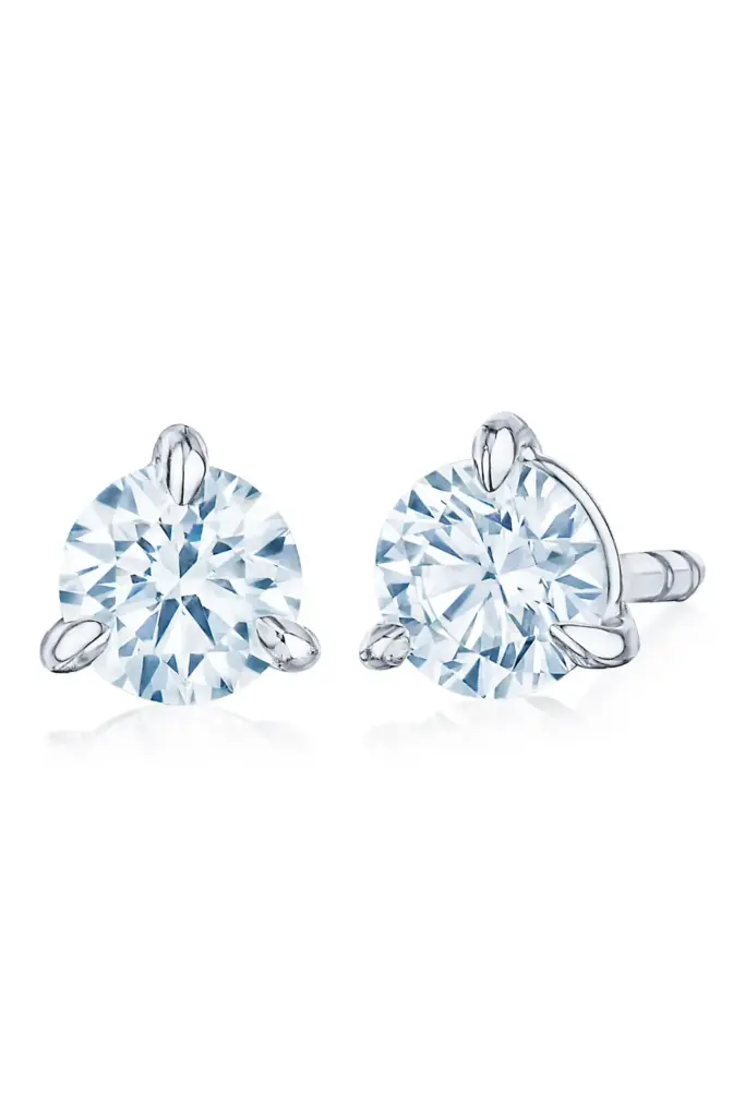 Kwiat Round Brilliant Cut Diamond & Platinum Stud Earrings - 0.50ct.