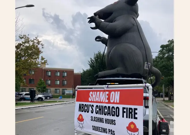 Scabby the Rat Stalks ‘Chicago’ Shows as PAs Decry Work Hour Cuts