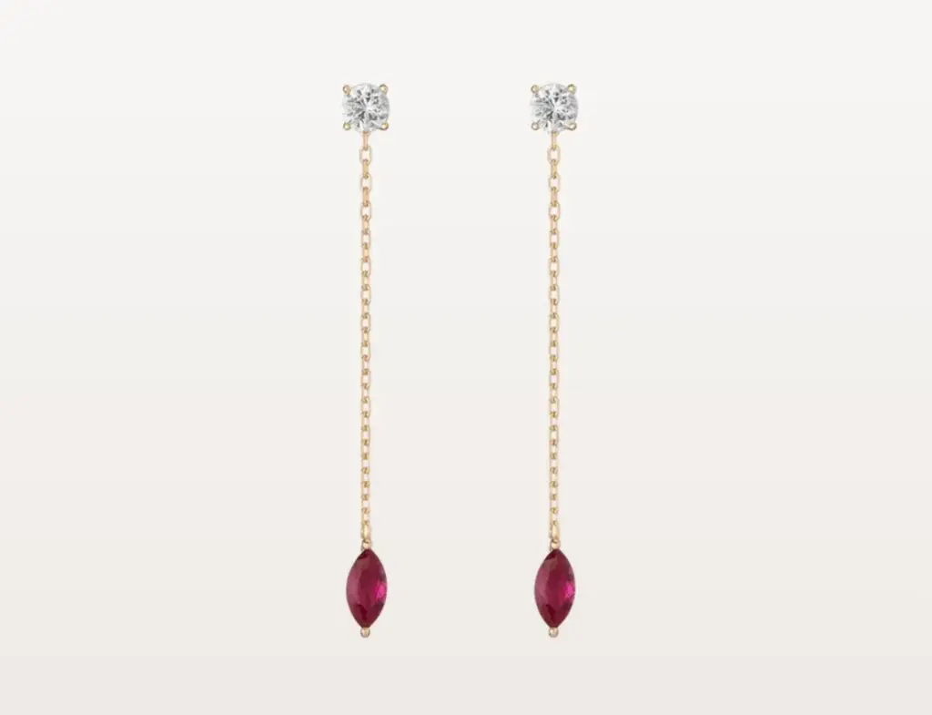Aurate x Marilyn Monroe Lab Grown Red Marquise Earring Threader