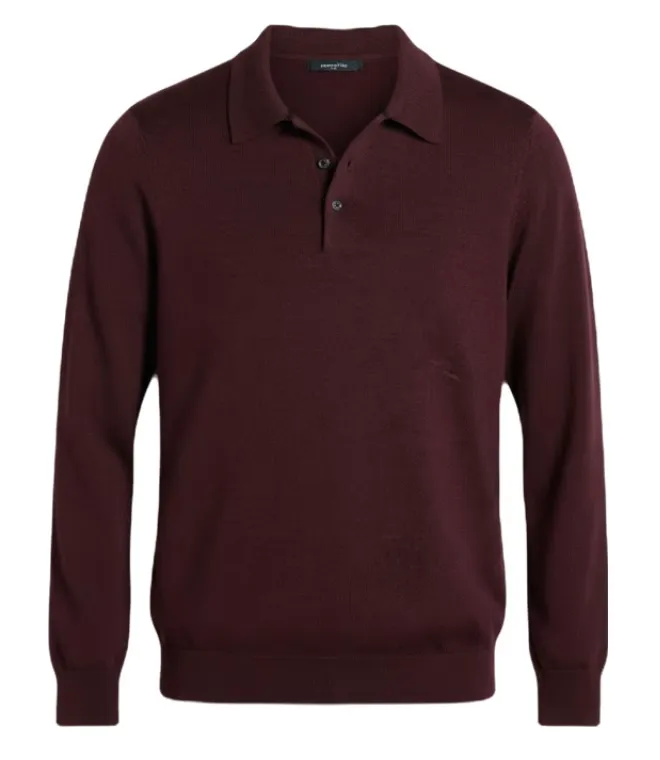 Awearness Kenneth Cole Merino Wool Long Sleeve Polo Sweater