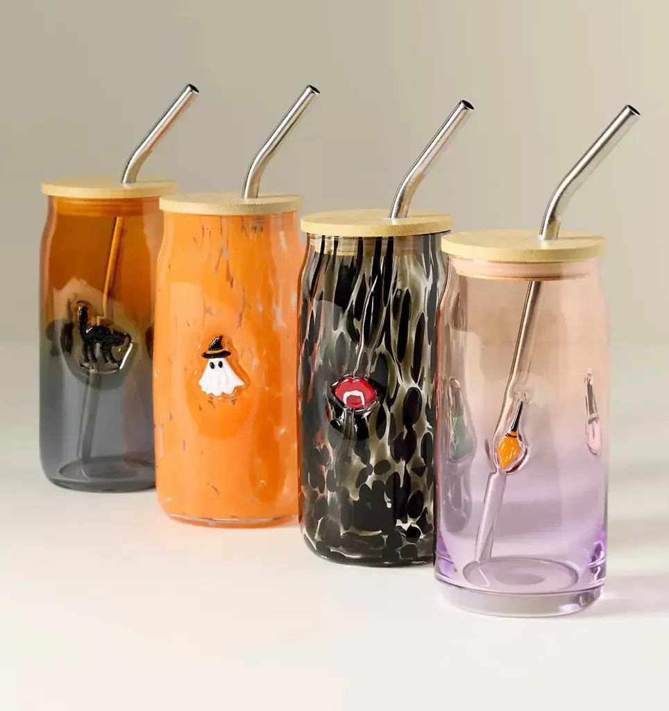 Anthropologie Mystic Halloween Icon Juice Glass Tumbler With Lid