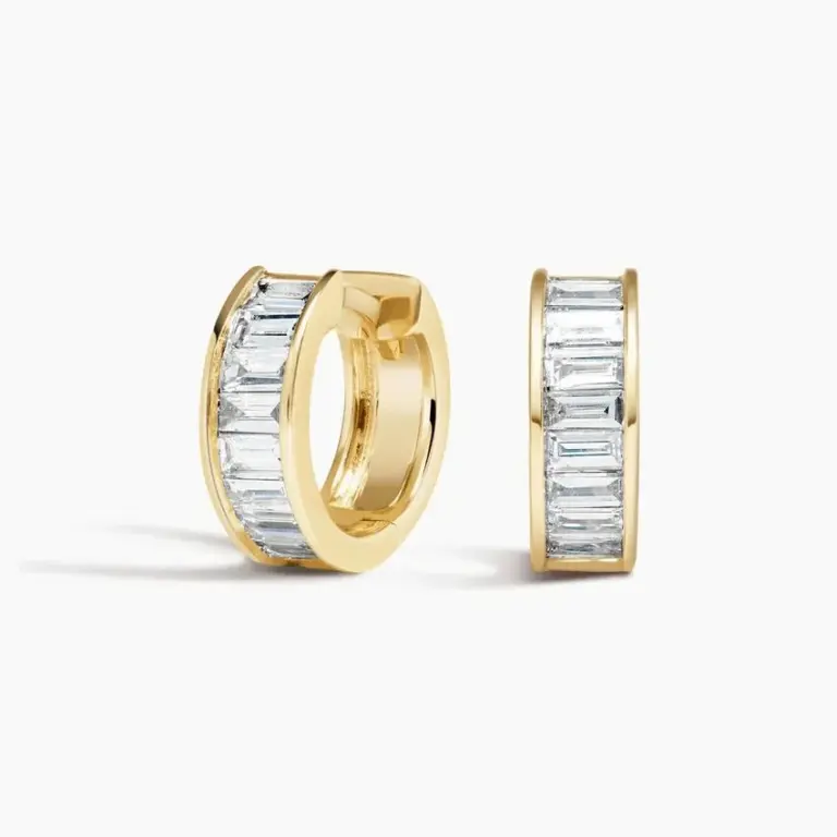 Brilliant Earth Elizabeth Taylor Baguette Lab Diamond Huggie Earrings