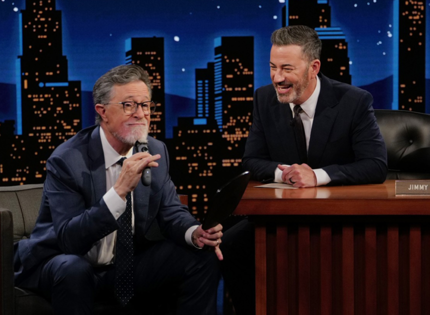 Colbert Shaves His Beard Off, Talks Emmys and ‘Lord of the Rings’ Movie on ‘Jimmy Kimmel Live!’
