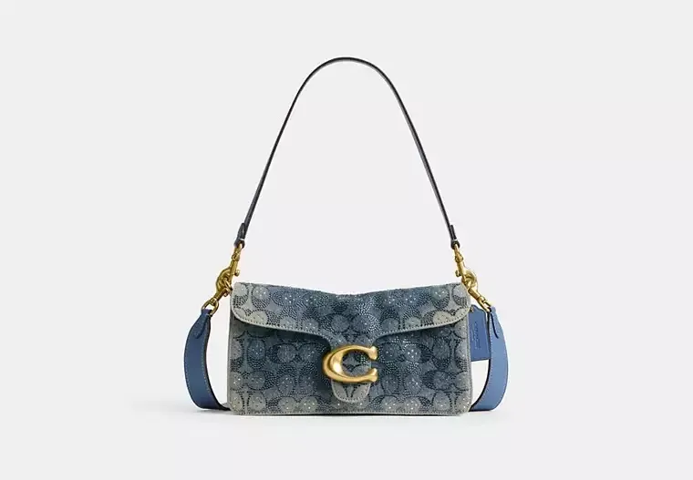 Coach Tabby Shoulder Bag 26 In Regenerative Cotton Denim With Crystal Signature