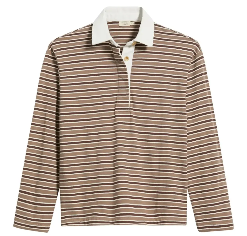 Faherty Stripe Organic & Recycled Cotton Jersey Rugby Shirt