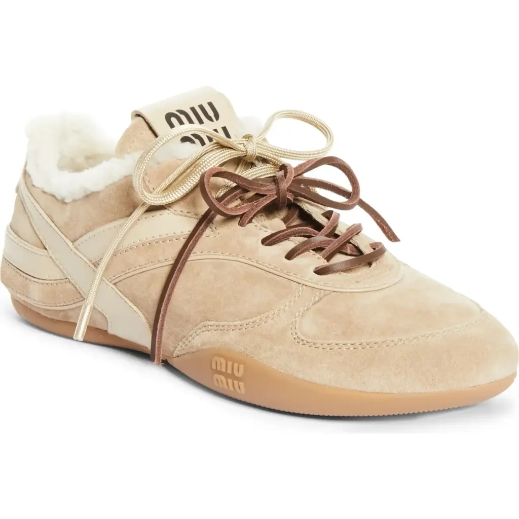 Miu Miu Gymnasium Genuine Shearling Lined Sneaker