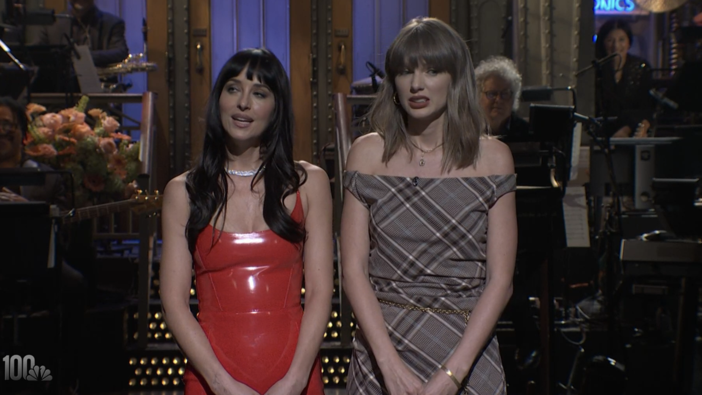 Taylor Swift Crashes Dakota Johnson’s ‘Saturday Night Live’ Hosting Stint: “My Literal Therapist!”
